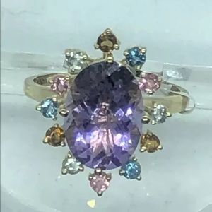 NEW sterling silver ring Colorful Gemstone.